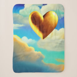 Goldenes Herz in Wolken Sherpa Blanket Sherpadecke