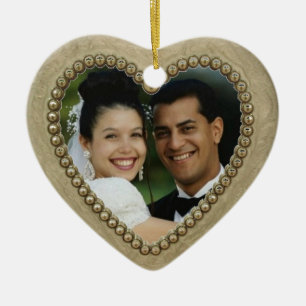Goldenes Herz Keramik Ornament