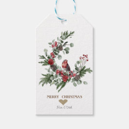 Goldenes Herz, Kraut Roter Kardinal Weihnachten Geschenkanhänger