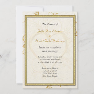 Goldenes Herz mit RahmenWedding Einladung