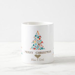 Goldenes Herz, Pine Tree Farbenfrohe Bälle Weihnac Kaffeetasse