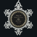 Goldenes Herz Rings 50. Hochzeitstag Schneeflocken Zinn-Ornament<br><div class="desc">Elegante goldblütige Wirbel 50. Hochzeitstag Schmuck.</div>