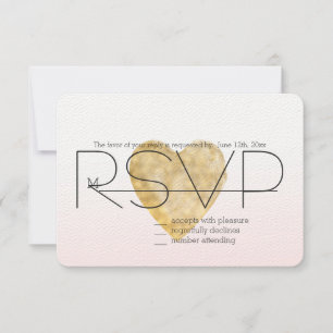 Goldenes Herz Rosa Ombre UAWG RSVP Karte