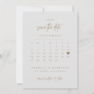 Goldenes Herz Save the Date Kalender Fotokarte