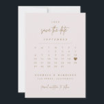 Goldenes Herz Save the Date Kalender Fotokarte<br><div class="desc">Diese minimale und moderne Save the Date Hochzeitskarte ist die perfekte Möglichkeit,  Ihre Freunde und Familie über Ihre Hochzeit zu informieren. Um das Herz zu Ihrem Hochzeitstag zu verschieben,  wählen Sie den Button 'Bearbeiten mit dem Design-Tool'.</div>