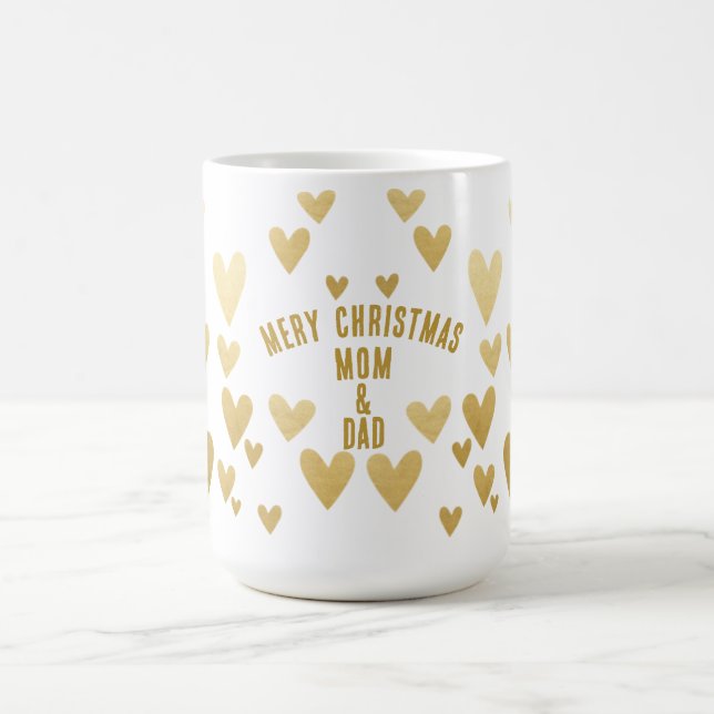 Goldenes Herz, weiße Weihnachten Kaffeetasse (Mittel)