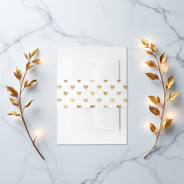 Goldenes Herzmuster Einladungsbanderole (Gold Heart Pattern Invitation Belly Band)