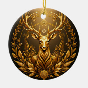 Goldenes Hirsch-Emblem Keramik Ornament