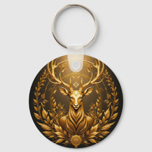 Goldenes Hirsch-Emblem Schlüsselanhänger