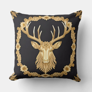 Goldenes Hirsch-Ornamentdesign Kissen