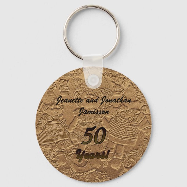 Goldenes Hochzeitsszenario Gastgeschenk Schlüsselk Schlüsselanhänger (Vorderseite)