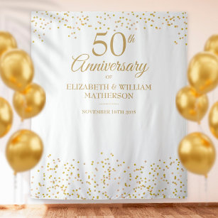 Goldenes Hochzeitsszenario zum 50. Jahrestag - Fot Wandteppich