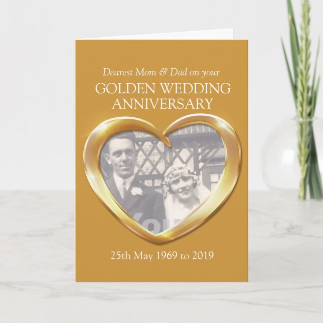 Goldenes Hochzeitstag Foto Mama & Papa Karte (Vorderseite)
