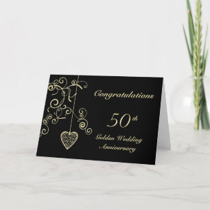 Goldenes Hochzeitstag im eleganten Herzen Karte