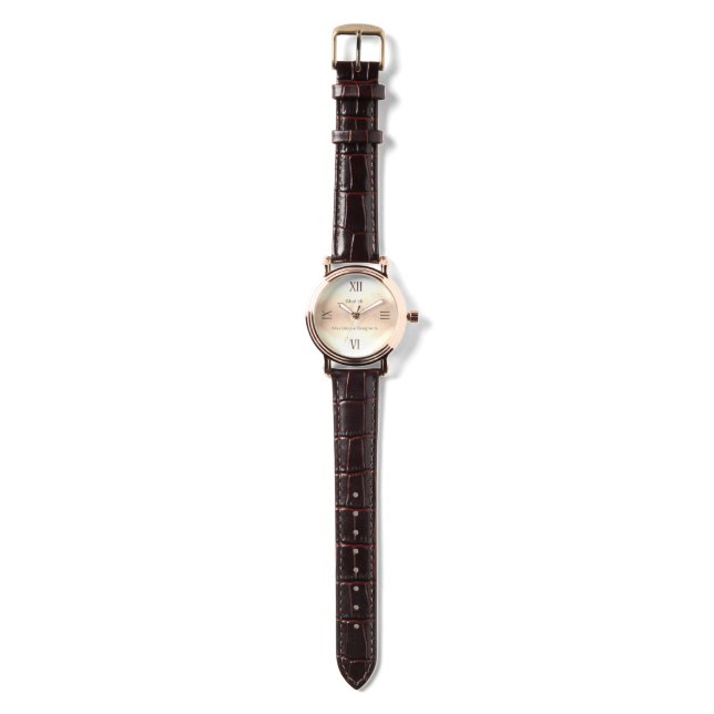 Goldenes Holz RN Rose Gold Braun Leder Armbanduhr (Gurtband)
