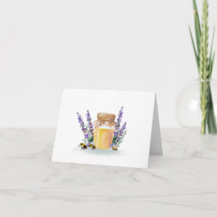 Goldenes Honig mit einem Sprig Lavendel Napkin Karte