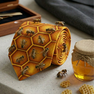 Goldenes Honigwaben-Hexagon Krawatte