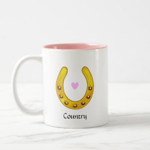 Goldenes Hufeisen & Herz Zweifarbige Tasse