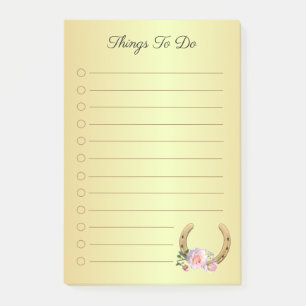 Goldenes Hufeisen mit Blumen Dinge zu tun Post-it Klebezettel