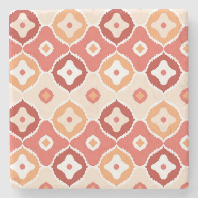 Goldenes ikat geometrisches Muster Steinuntersetzer (Vorderseite)