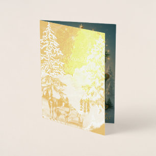 Goldenes Initial G mit Weihnachtsmann und Krone Folienkarte