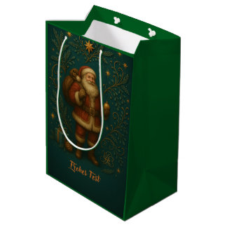 Goldenes Initial H  mit Weihnachtsmann und Krone  Mittlere Geschenktüte