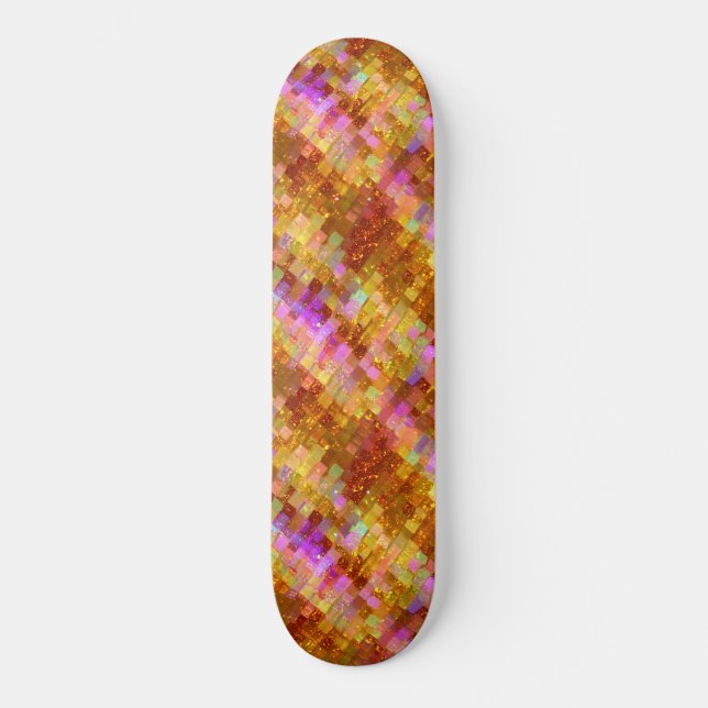 Goldenes Iris-Mosaikmuster Skateboard (Vorderseite)