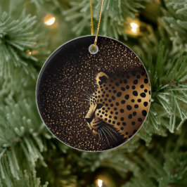 Goldenes Jaguar-Muster Keramik Ornament