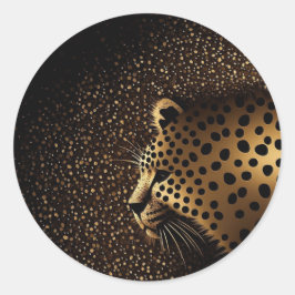 Goldenes Jaguar-Muster Runder Aufkleber