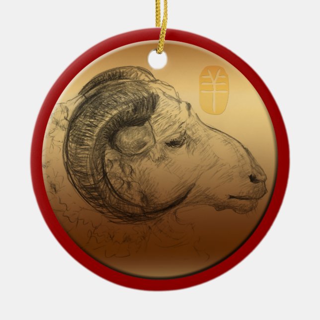 Goldenes Jahr - Chinesische Astrologie Keramikornament (Vorne)