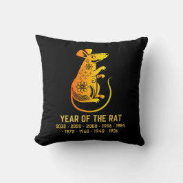 Goldenes Jahr der Ratte Zodiac Black Kissen
