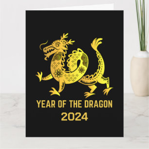 Goldenes Jahr des Drachen 2024 Neues Jahr Karte