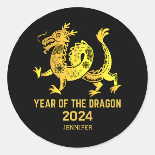 Goldenes Jahr des Drachen 2024 Neues Jahr Runder Aufkleber