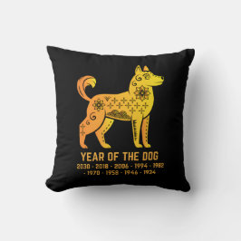 Goldenes Jahr des Hundes Zodiac Schwarz Kissen