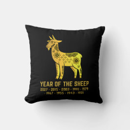 goldenes Jahr des Schafes Zodiakschwarz Kissen