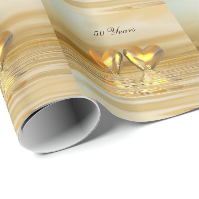 Goldenes Jahr Herz Geschenkpapier (Rolleneckpunkt)