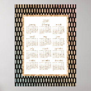 Goldenes Jahreskalender-Poster 2017 Schwarz 45x60 Poster