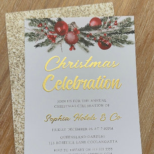 Goldenes jährliches Weihnachts-Party Folieneinladung