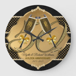 Goldenes Jubiläum 50. Hochzeit Champagner Toast Große Wanduhr