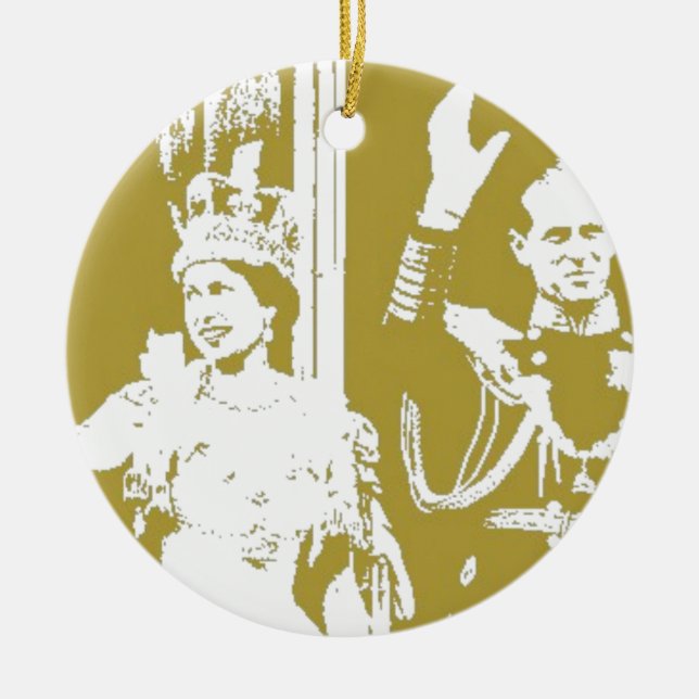 Goldenes Jubiläum der Königin-Elizabeth Retro Keramikornament (Vorne)
