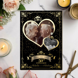 Goldenes Jubiläum Liebe Herz-Foto Folieneinladung
