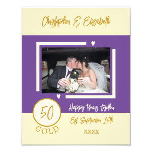 Goldenes Jubiläum personalisierte Namen lila Fotodruck
