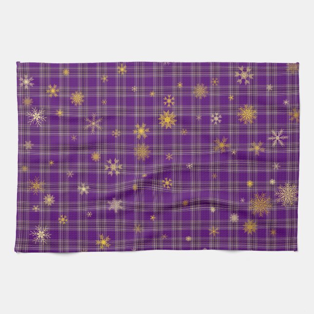 Goldenes Kariertes Weihnachten Geschirrtuch (Horizontal)