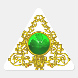 GOLDENES KELTISCHES DREIECK MIT KLEEBLATT DREIECKIGER AUFKLEBER