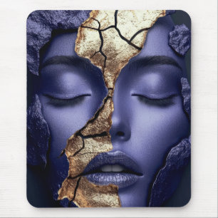 Goldenes Kintsugi-Mädchenporträt Mousepad