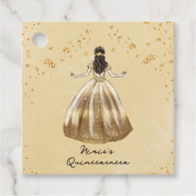 Goldenes Kleid mit Glitzer Quinceanera