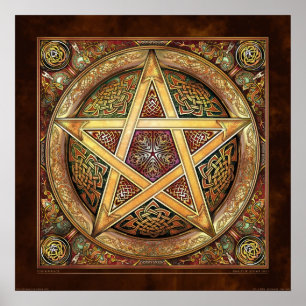 Goldenes Knüpfarbeit-Pentagramm-Plakat (22x22") Poster