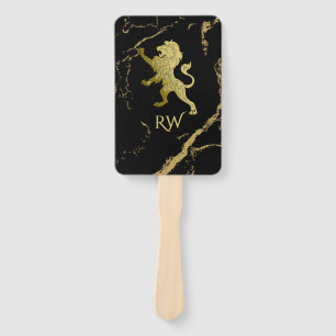 Goldenes königliches Löwenmonogramm Fächer