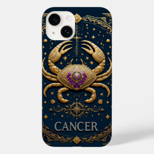 Goldenes Krebs-Zodiak-Symbol auf dunklem Hintergru Case-Mate iPhone 14 Hülle