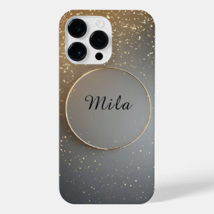 Goldenes kreisförmiges minimalistisches Design iPhone 14 Pro Max Hülle